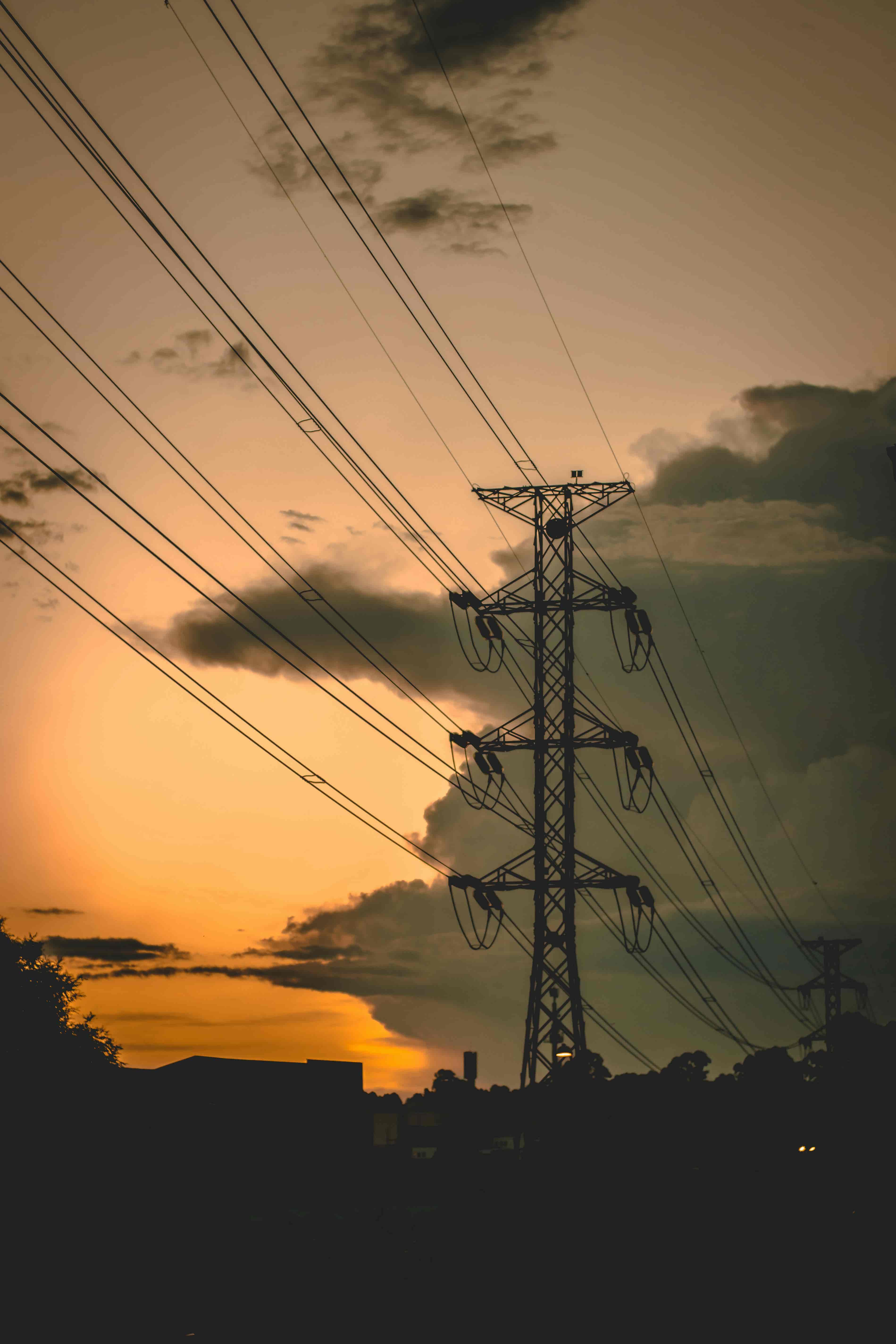 Black Power Line at Sunset-min